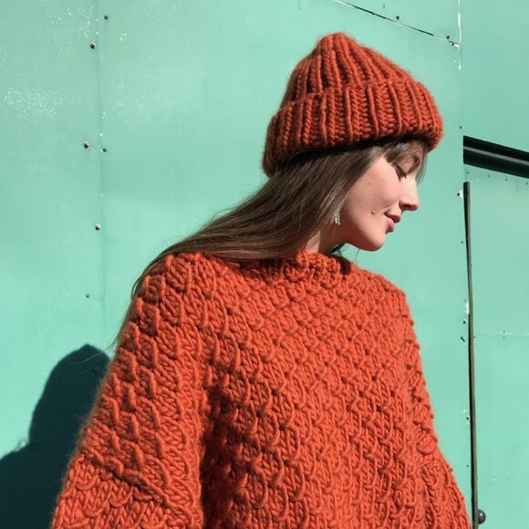 Mr. Mittens Luxury 100% Wool Chunky Ribbed Knit Handmade Ribble Beanie Toque Hat - Picture 7 of 8